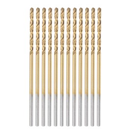 sourcing map High Speed Steel Straight Shank Twist Drill Bit Fully Ground Titanium Coated 1.1mm Drill Diameter 36mm Total Length 15mm Drill Bit Length 12 Pcs