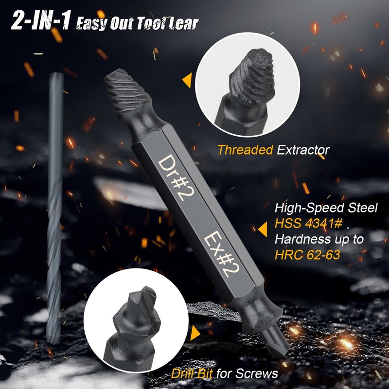 Topec 16PCS Damaged Screw Extractor Set and Left Hand Drill