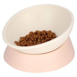 Jeanoko Bulldog Bowl Lovely Cute Pet Tilted Bowl Detachable Dog Bowl Dog Slanted Bowl Pet Feeder Slope Base Resistance To Bite for Small Cats Dogs(white) dog daily necessities