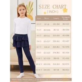 HoeVou Girls Leggings Toddler Pants Leggings for Girls School Uniform Tutu Kids Ruffle Skirt Pull On Warm Clothes Navy Blue