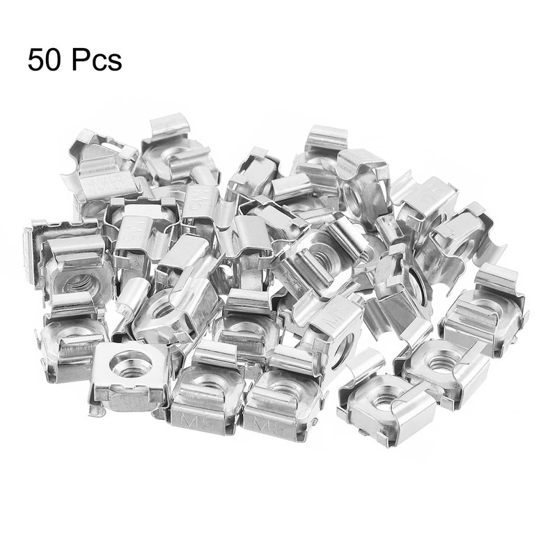 sourcing map M5 x 0.8mm Cage Nut, 50Pcs Snap-in Cage