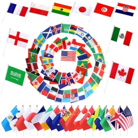 International Country Flags, Polyester, National Flags of 200 Countries, National Bunting Sports Flags Small Hand Dome Stick Shape, Flags of Countries of The World on Each Continent, World Cup Sports