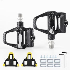 Road Bike Pedal Cleat Set for Shimano SPD-SL (Pedaling Dynamics SL) Replacement On-Road Binding Pedals (Carbon Pattern, Pedals & Cleats)