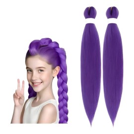 Set De 2 Extensiones De Cabello Trenzado Morado Estilo Rumi