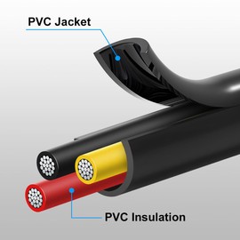 22 Gauge Electrical Wire 3 Conductor, 22AWG 50FT PVC Stranded, 22/3 Low Voltage LED Cable, Flexible Extension Power Cord, Tinned Copper Cable Hookup Wire