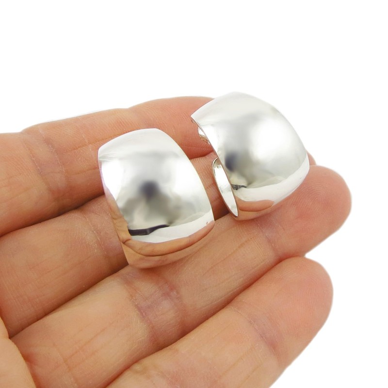 925 Silver Polished Circle Hoop Earrings