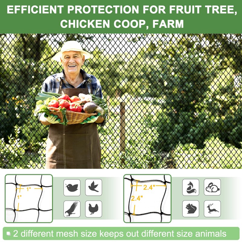 DQS Bird Netting for Garden Protection - 25x100ft Heavy Duty