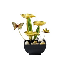NatureMan Metal Lotus Leaf Indoor Water Fountain,3-Tier Lotus Leaf Tabletop Fountain,Natural River Rocks and a Pump,Desktop Fountains for Meditation Relaxation for Home and Office Decor