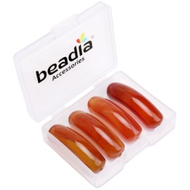 BEADIA Natural Curved Red Agate Stone Beads 36x10mm 4pcs for DIY Bracelet Jewelry Making
