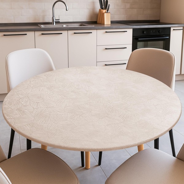 ETSSWYTO Round Tablecloth with Flannel Backing Elastic Edge Design,Table Cover,Waterproof