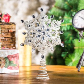 TZSSP Tree Topper Metal Silver Star Snowflake Treetop Festive Party Home Xmas, Kali