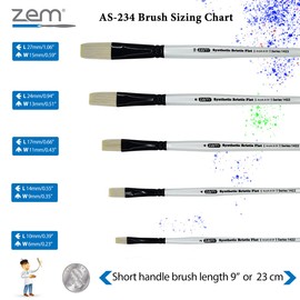 ZEM Brush White Hog Bristle Synthetic Flats Artist Brush Set 5 pcs | Acrylic and Oil