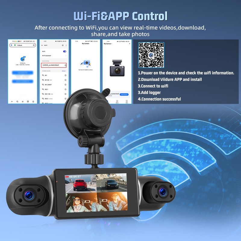 Dash Cam Front and Rear Inside, 4 Channel Dash Cam