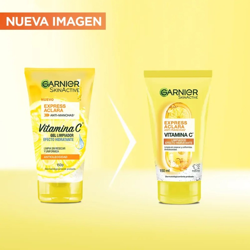 Garnier Skin Active Gel Limpiador Facial con Vitamina C, Piel