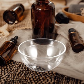 8Pcs Acrylic Essential Oil Bowl for Beauty Salon, Transparent Plastic Massage Oil Container, White