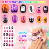 240 uñas postizas para niñas, uñas postizas acrílicas cortas de