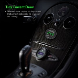 MICTUNING DC 12V LED Digital Display Voltmeter Waterproof Compatible with Boat Marine Vehicle Motorcycle Truck ATV UTV Car Camper Caravan Green Digital Round Panel