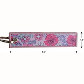 2pcs Artistic Flower Pink and Hibiscus Rainbow motorcycle keychain tag,Unique Special Both Side printing Key chains with key ring for Motorcycles, Bike,Scooters, Cars and Gifts for women girls