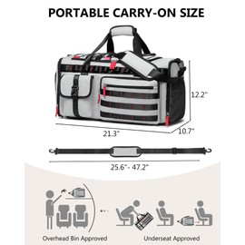 MCBD Gym Bags for Men & Women, 45L Travel Duffle Sports Backpack with Shoes & Laptop Compartment, Large Workout Carry On Bag Weekender Overnight Tote, Grey