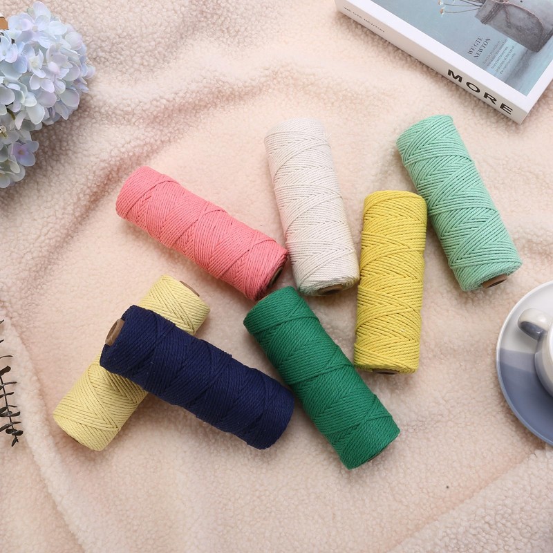 GOHOF Premium Cotton Macrame Rope, 2mm x 100m, 3 Strand
