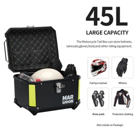 45L Motorcycle Top Case, Universal Motorbike Tail Box, Scooter Tour Trunk Storage Carrier Case for Helmet Luggage with Quick Release Mounting Plate - Black