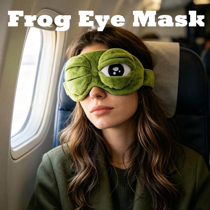 3D Frog Sleep Mask, Frog Eye Mask for Sleeping, Adjustable