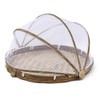 Covered Bamboo Serving Food Tent Basket Hand Woven Round Food