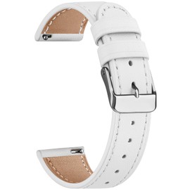 AK Leather Watch Band Compatible with Garmin Venu 3S / Vivoactive 4S / Venu 2S / Vivomove 3S, 18mm Replacement Wristband Strap for Garmin Forerunner 255s/265S Smart Watch (White)