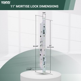 11-3/4" Multi-Point Mortise Lock with Face Plate for Sliding Patio Glass Door | Dual Point Lock Set Replacement | Fix and Repair Sliding Door Locking Mechanism - Handle NOT Included (Stainless Steel)