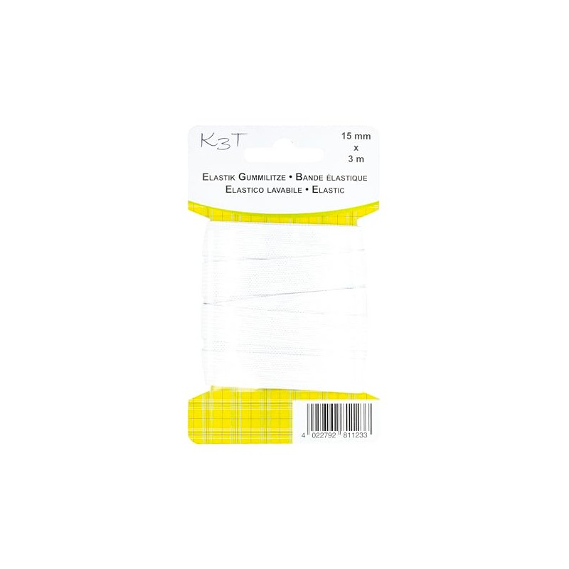 K3T Elastico in gomma, 15 mm x 3 m, colore