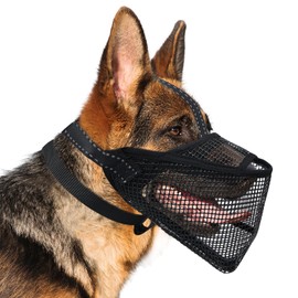 Pawfun Mesh Dog Muzzle – Lightweight Breathable Soft Dog Muzzle with 3 Reflective Straps for Secure Fit, Prevents Biting, Chewing Scavenging – Adjustable for Small Medium Large Dogs, XL