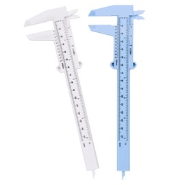Nivofu 2 Pack Vernier Caliper, Mini Plastic 6 Inch/150mm Measuring Tool, Inch/Millimeter Conversion, High Precision Slide Caliper for Length Width Depth Inner Diameter Outer Diameter, White+Blue