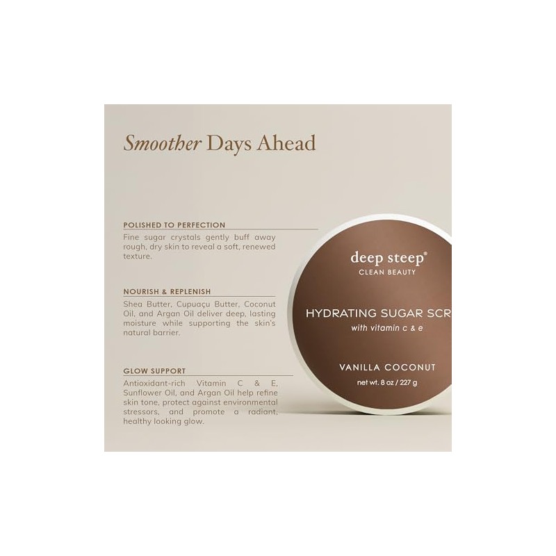 Deep Steep Sugar Scrub, 8 Ounce (Lemon Cream)