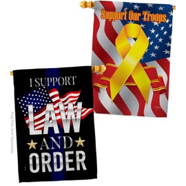 Support Law and Order House Flags Pack Patriotic President Democrat Republican Tea Party United State American Election Our Troops Small Gift Yard Banner Double-Sided Made In USA 28 X 40