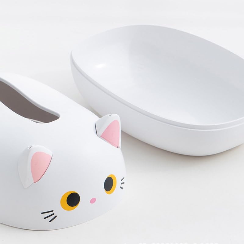 AIMALL Creative Cat Tissue Box with Toothpick Holder, Multifunctional ABS