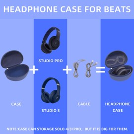 STUKCAZE Portable Headphone Case for Beats Studio Pro / 3, Over Ear Headphone Storage Case with Large Space Pocket for Cables