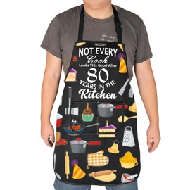 HOLLP - Delantal de cocina para 50 años, 60 y 70 años, no todos los cocineros se ven tan bien después de 50/60/70/80 años, 80, Talla única