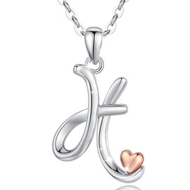 CELESTIA Girls 11th Birthday Gifts Sterling Silver Letter Pendant Initial Jewelry for Women Monogram Necklace Alphabet Heart Initial Jewelry