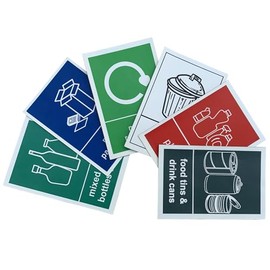 ZKR Mixed 6 Pieces Recycle Bin Sticker for Indoor & Outdoor Recycling Bin Signs/Stickers Pack (6)