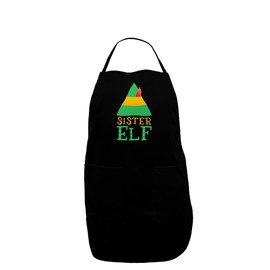 TooLoud Matching Christmas Design - Elf Family - Sister Elf Dark Adult Apron - Black - One-Size