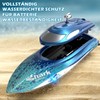 DEERC RC Boat with LED Light, Remote Controlled Shark Boat