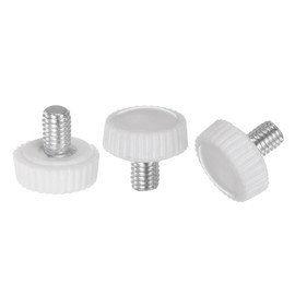 QUARKZMAN M5 x 8 mm Male Thread Knurled Knobs Thumb Screw Clamping Knobs Handle Plastic Handle Hand Knobs with Threaded Bolts White Pack of 30