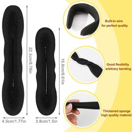 Pack of 4 Hair Bun Maker Upgraded Hair Holder Sponge Clip, Magic Hair Bun Maker, Hair Bun Maker, Hair Styling Doughnut Buns, 2 Large and 2 Small (Black)