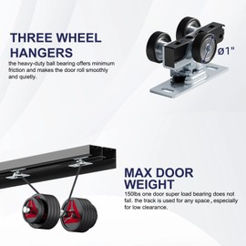 COSHOMER 5FT Bypass Door Hardware, Closet Door Track Kit, Top-Mounted Style, Made of Heavy Duty Aluminum, Smoothly and Quietly, for 2 Doors System - Fit Min Door Panel Width of 30.5in, Black