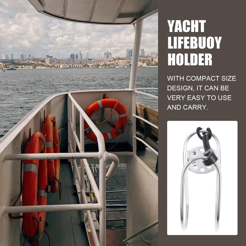 ifundom Stainless Steel Ring Holder Yacht Lifebuoy Holder Boat Lifebuoy