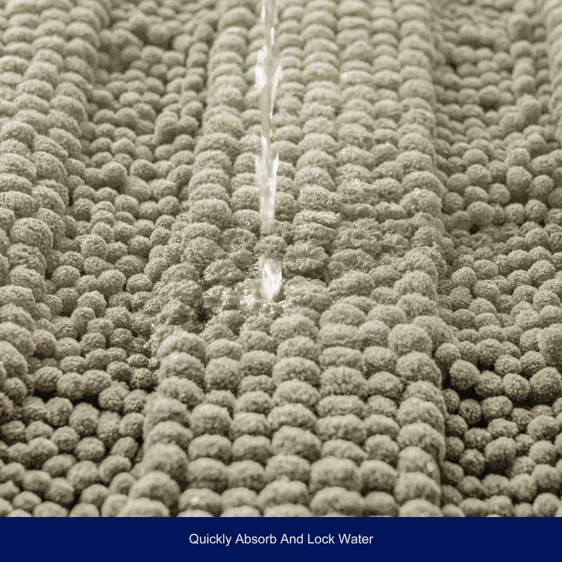 subrtex Bath Mats for Bathroom Non Slip Luxury Chenille Striped