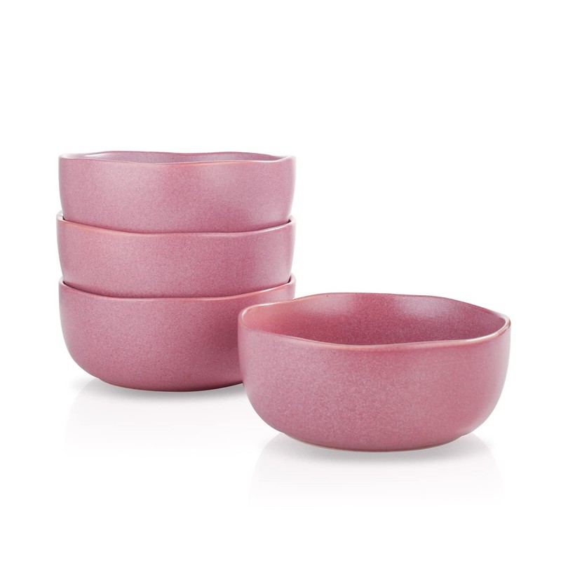 Stone Lain Stoneware Dish Set, 4 Bowls, Tom - Pink