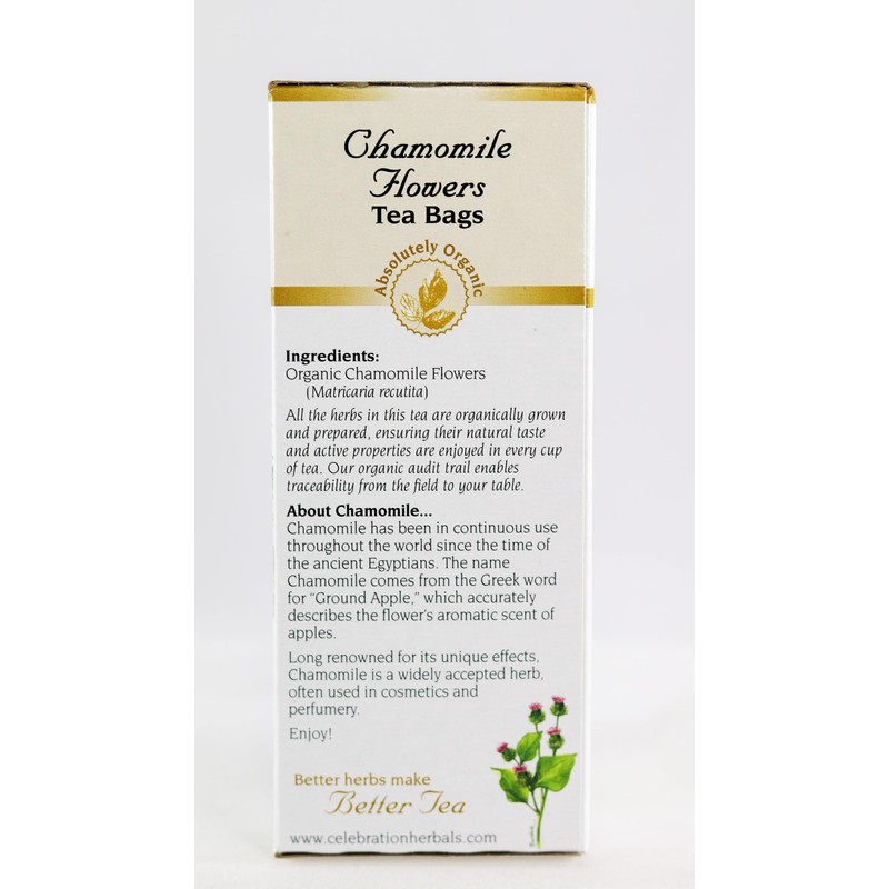 CELEBRATION HERBALS Chamomile Flowers Tea Organic 24 Bag, 0.02 Pound