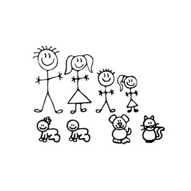 Family Decals Die Cut Vinyl Sticker Fam Bumper Car Window Slaps Family Fun Dog Cat Baby L826 (F7+F8 Black)