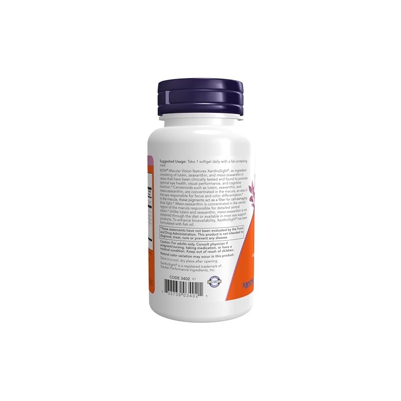 NOW Suplementos, gel de visión macular, salud ocular, soporte para